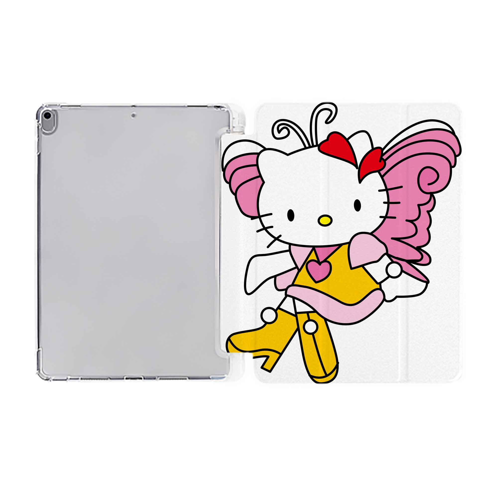 （画像用） Hello Kitty ハローキティ IPad ケース ペン収納付き 三つ折りスタンド PUレザー×シリコン 対応機種9.5/10.5/10.9インチ